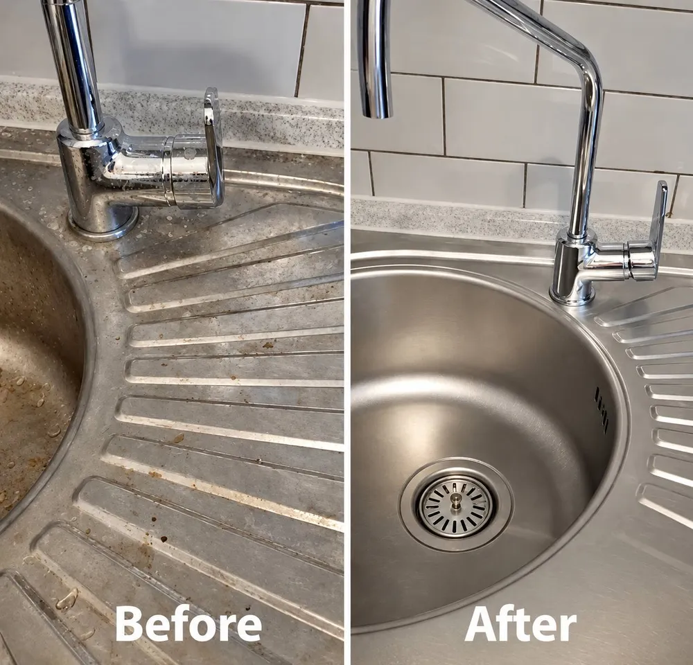 Kitchen sink before and after