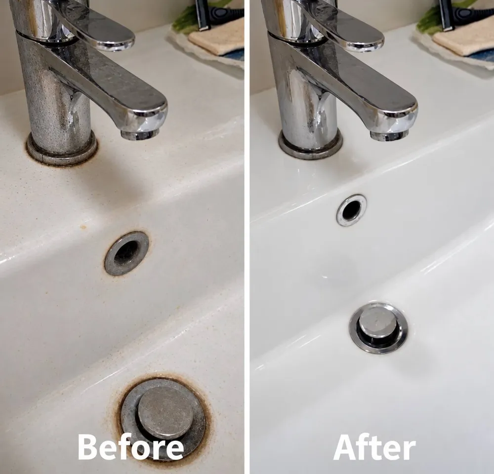 Bathroom sink before and after