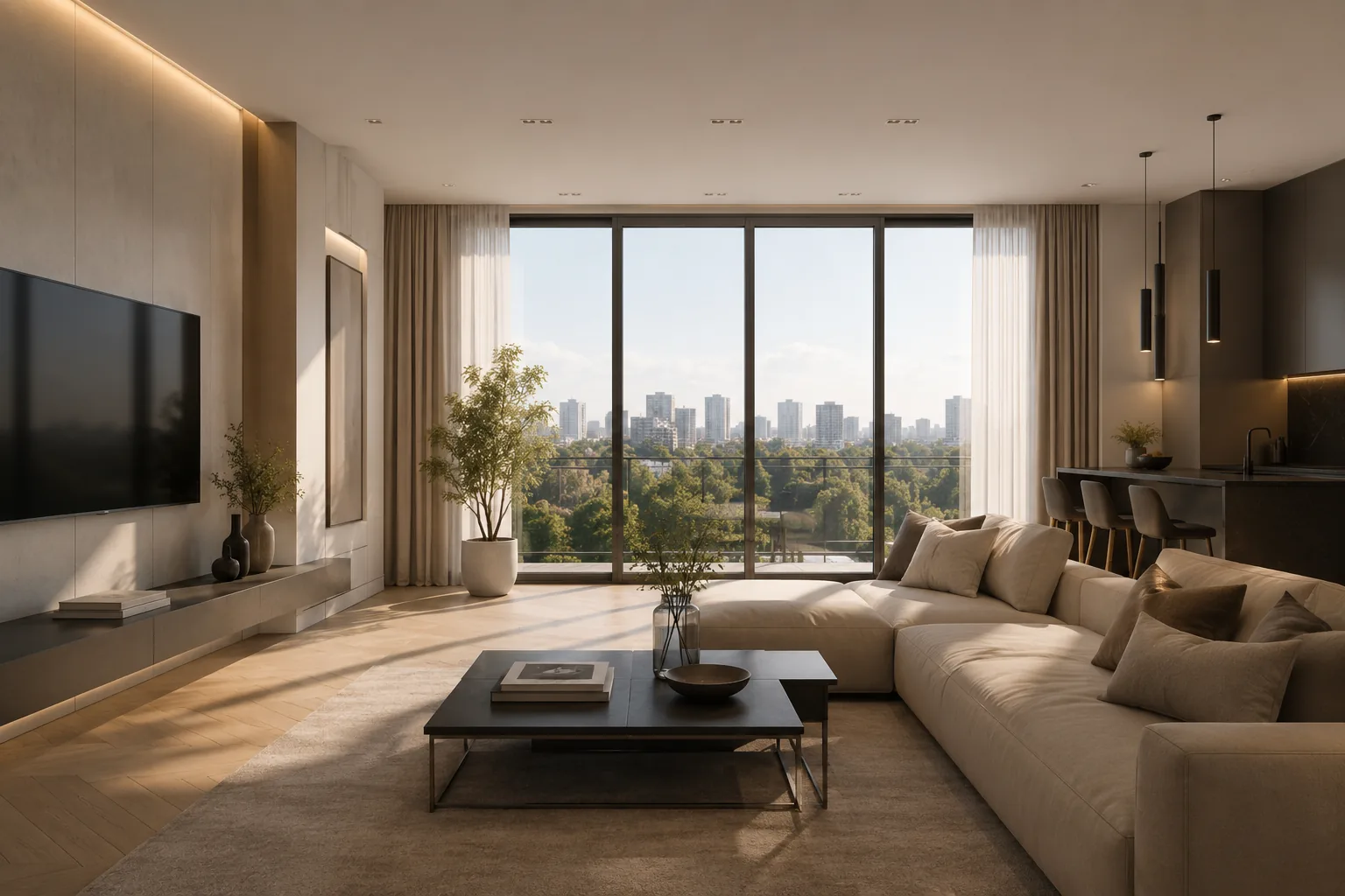 Bright apartment after cleaning