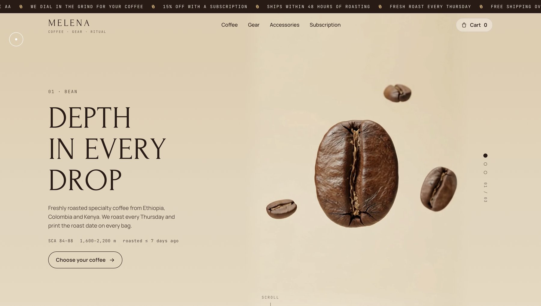 Melena — website homepage