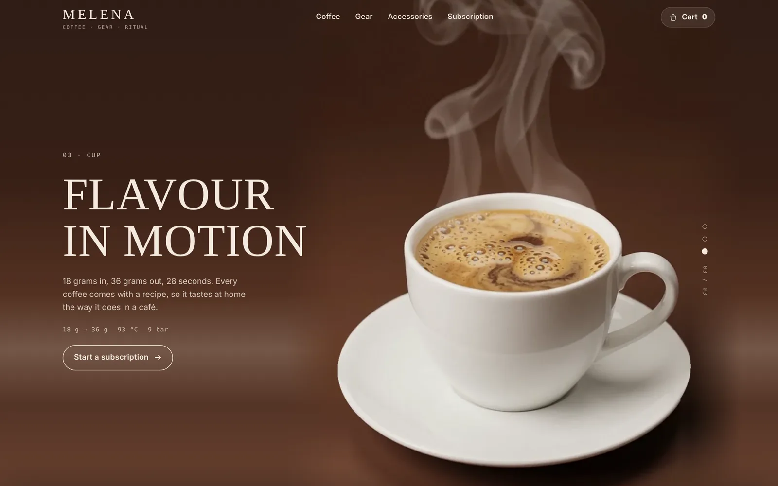 Scene 3: a steaming cup on chocolate